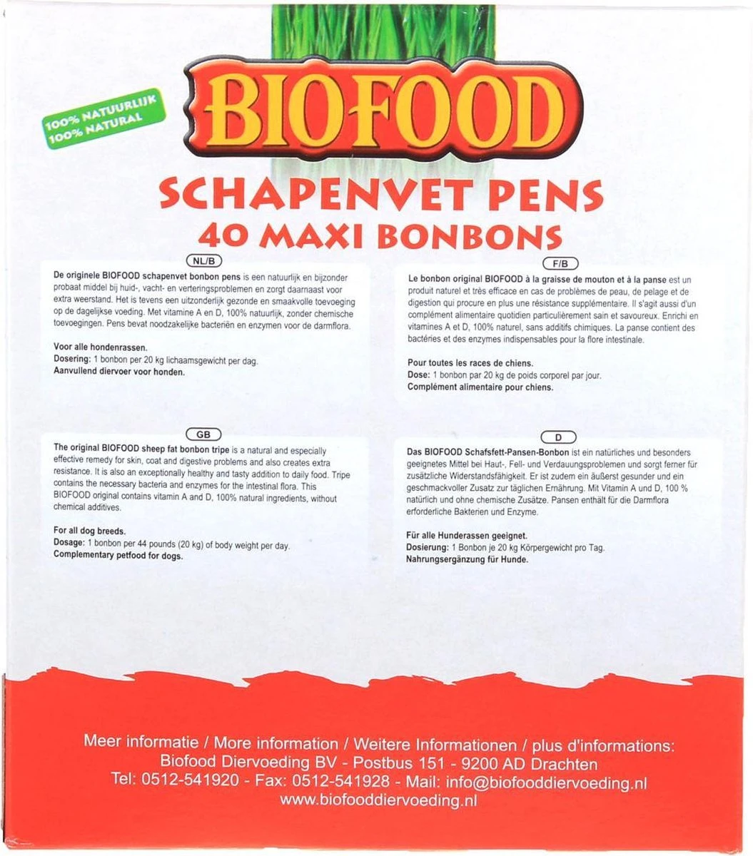 Biofood BF Petfood Schapenvet Bonbons Pens 40 Stuks - Image 2