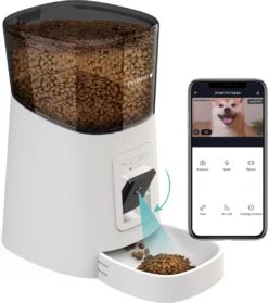 PetHero 3 Voerautomaat Wit - Verstelbare Camera - Smartphone Besturing - Automatische Voerbak Voor Kat Of Hond - 6.0 L