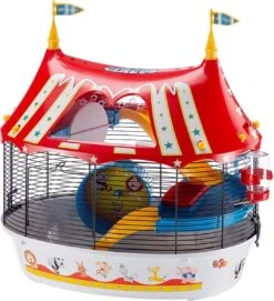 Ferplast Kooi Circus Fun - Hamsterkooi - Wit/Rood - 49,5 X 34 X 42,5 Cm