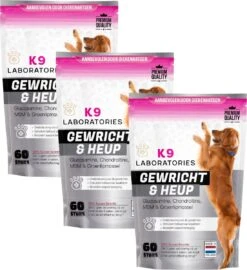 K9 Laboratories - 3 Delig Voordeel Pakket - Gewricht & Heup - 180 Stuks - Voor Honden - Met Artrose - Moeite Met Opstaan - Mankheid - HD - ED - Gewrichtsklachten - Bevat Glucosamine - MSM - Chondorïtine - Groenlipmossel
