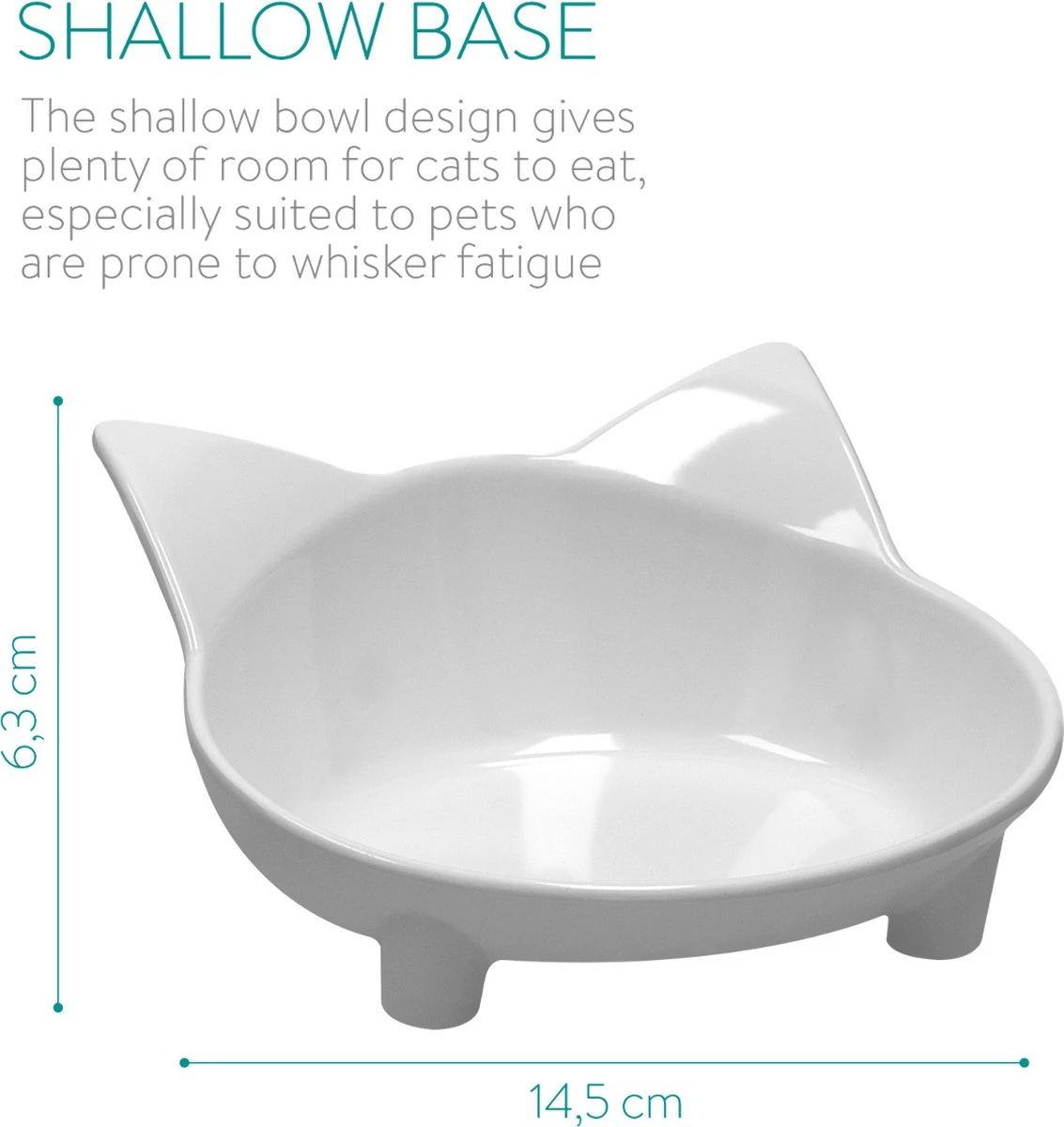 Navaris Voerbakjes Voor Katten - Set Van 3 Voer- En Waterbakken - Met Kattenkopjes Vorm - Antislip - Etensbakjes In Grijs, Wit En Zwart - Image 2