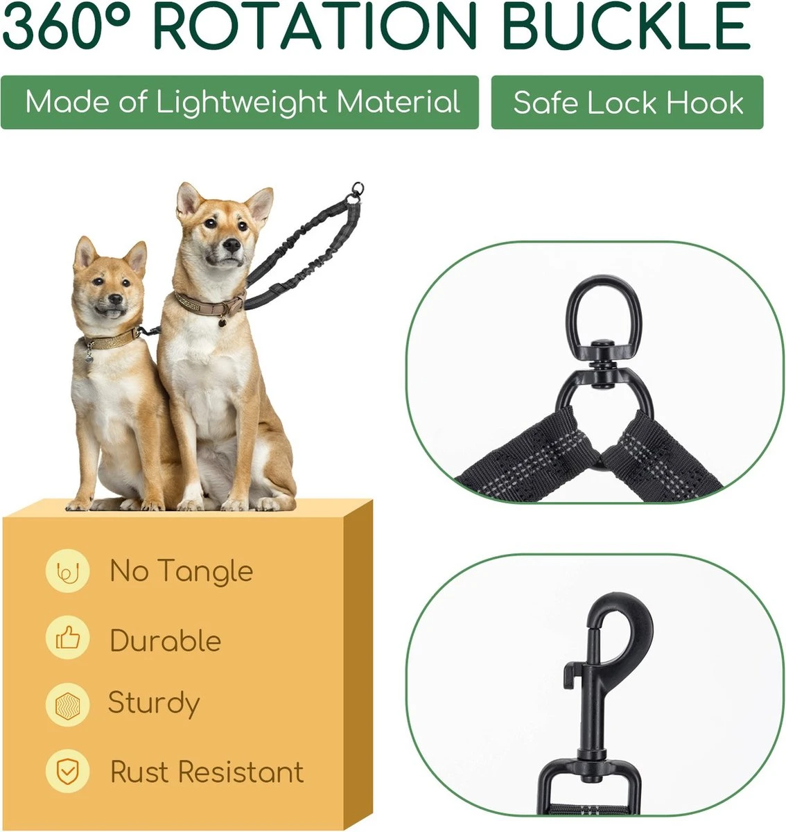 Nobleza Splitter Hondenriem - Dubbel Aanlijnriem Voor Honden - Splitter Verstelbaar - Zwart - Image 5