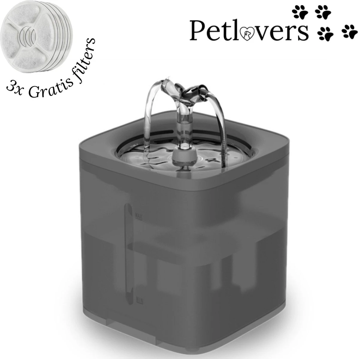 Petlovers - Drinkfontein Kat - Waterfontein Kat - Drinkfontein - Kattenfontein - Fluisterstil - Inclusief 3 GRATIS Filters