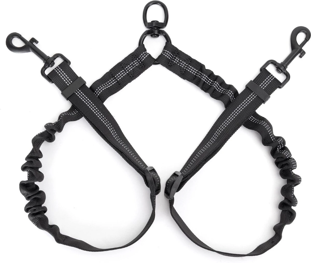 Nobleza Splitter Hondenriem - Dubbel Aanlijnriem Voor Honden - Splitter Verstelbaar - Zwart