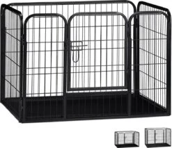 Relaxdays Puppyren - Hondenren - Puppykennel - Konijnenren - Bodem - Metaal - Div. Grootte - M