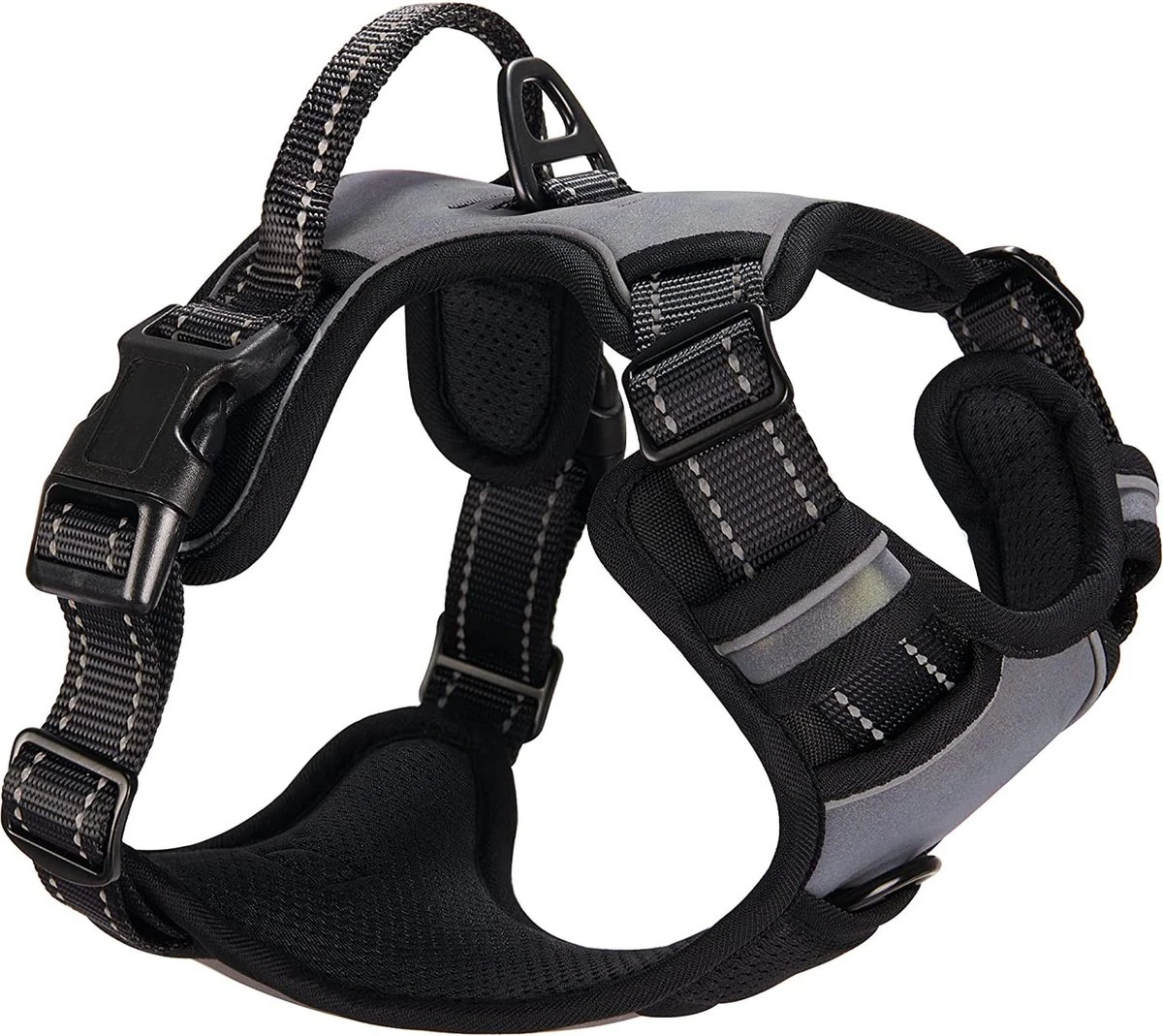 Mister Mill Hondentuigje 2x Klikgesp Maat XL Grijs - Anti-Trek Tuig Hondenharnas - Y Tuig Hond Reflecterend - Image 2