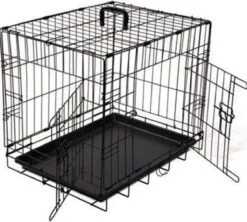 Merkloos Hondenbench 2 Deurs - Zwart - 76 X 45 X 51 Cm