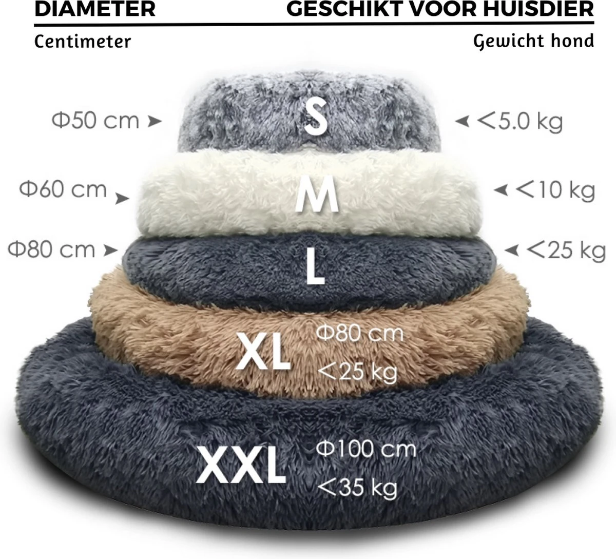 Topmast Fluffy Donut - Dierenmand - Donut Hondenmand - Camel - 40 Cm - Image 3