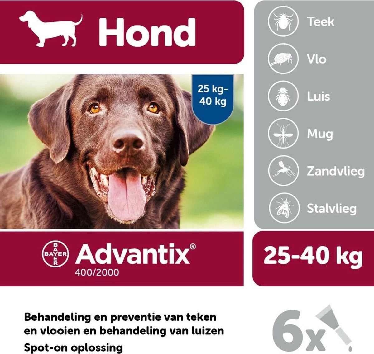 Bayer Advantix Vlooien & Teken Pipetten - Hond 25 Tot 40 Kg - 6 Stuks - Image 4