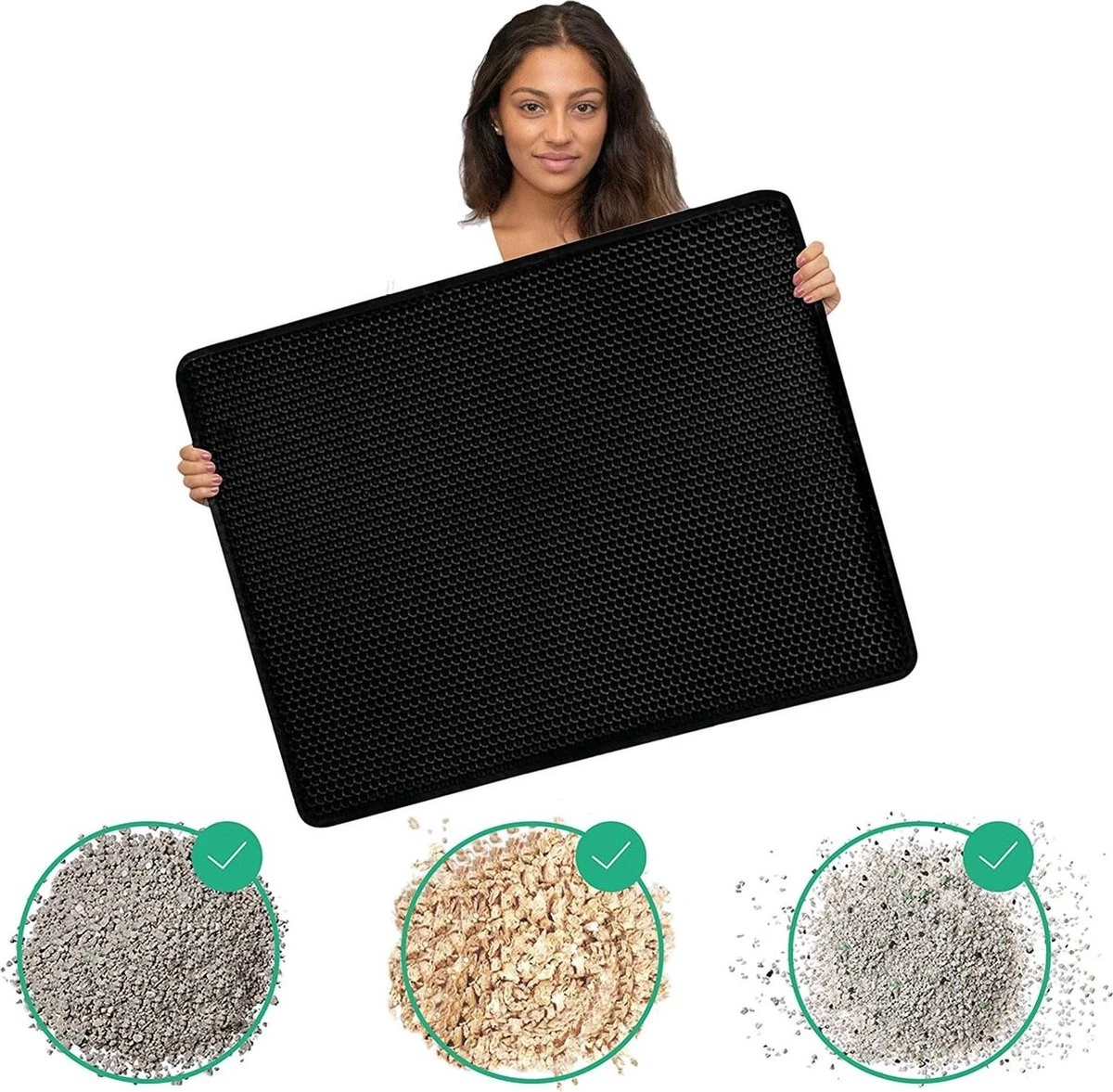 IGOODS - Kattenbakmat Met Filter - 45 X 60 - Waterdicht - Dubbele Laag - Zwart - Image 5