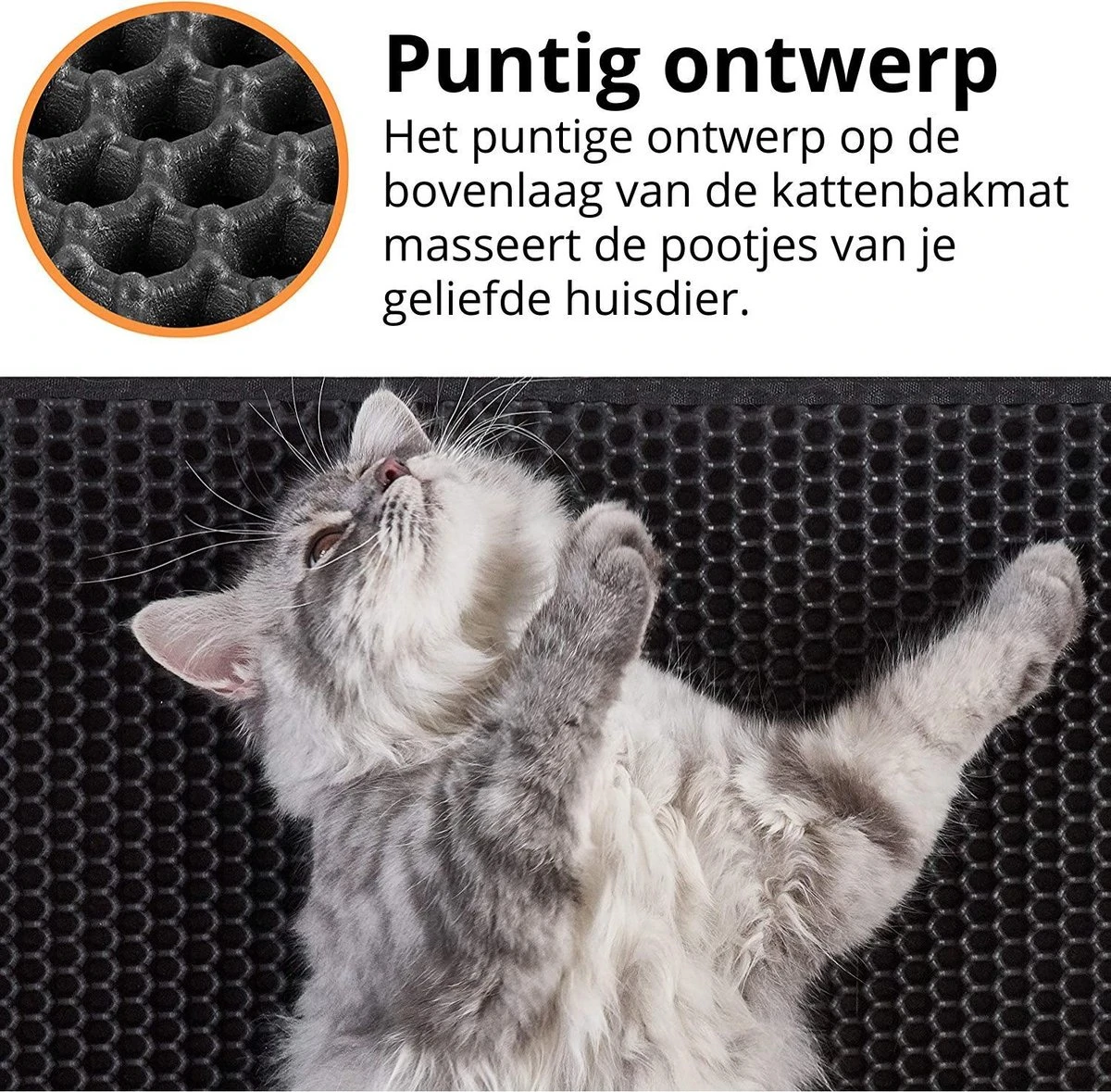 Behave Kattenbakmat - Dubbele Laag - Honingraatdesign - Waterdicht - Katten Grit Opvanger - Schoonloopmat - Kattenbak Mat - Zwart - 45*60 Cm - Image 6