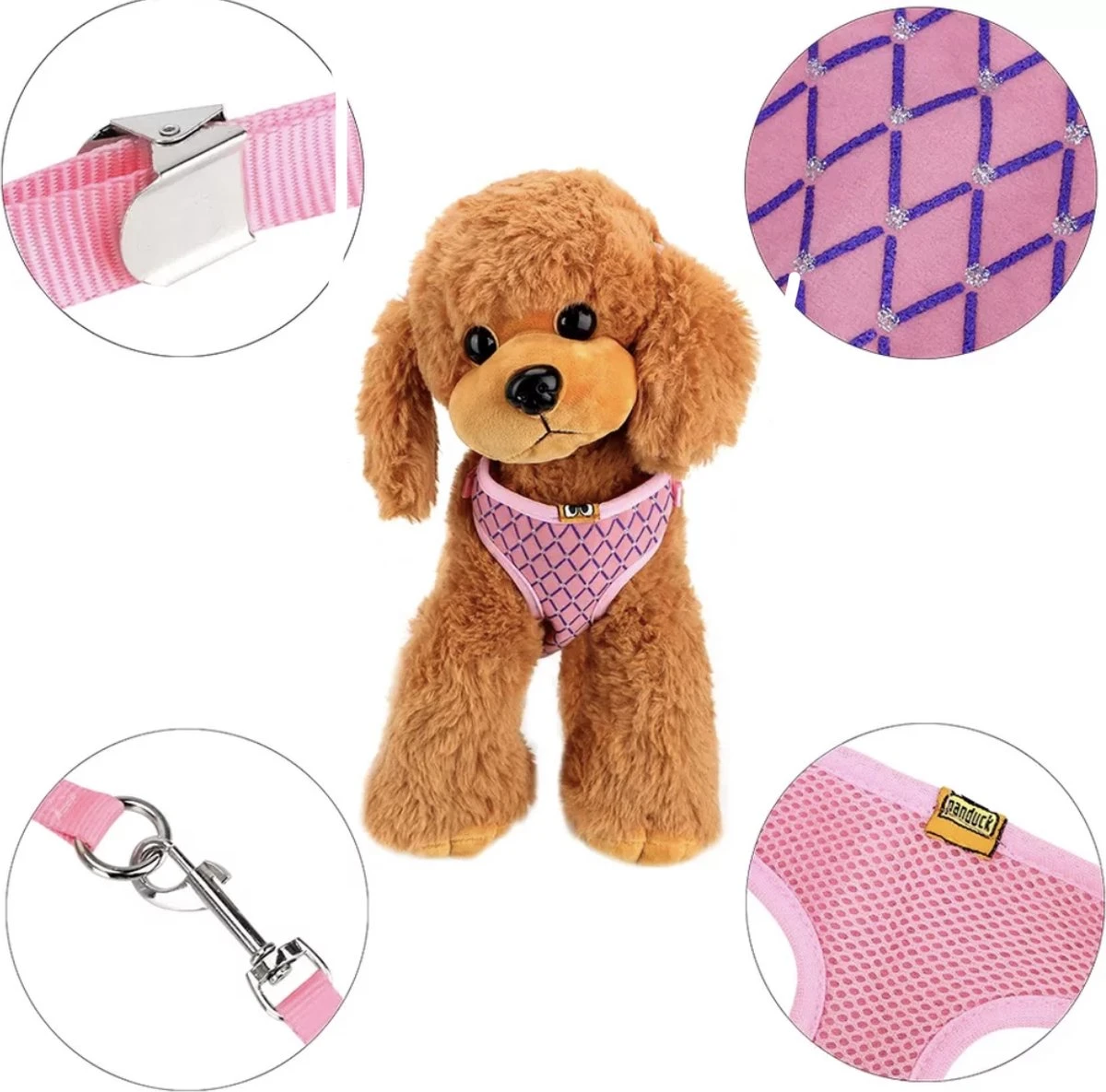 Merkloos Kattentuigje Met Looplijn - Kattenharnas - Kittentuigje - Kattenriem Met Looplijn - Kitten Tuigje Verstelbaar - Roze - Ixen - Image 4