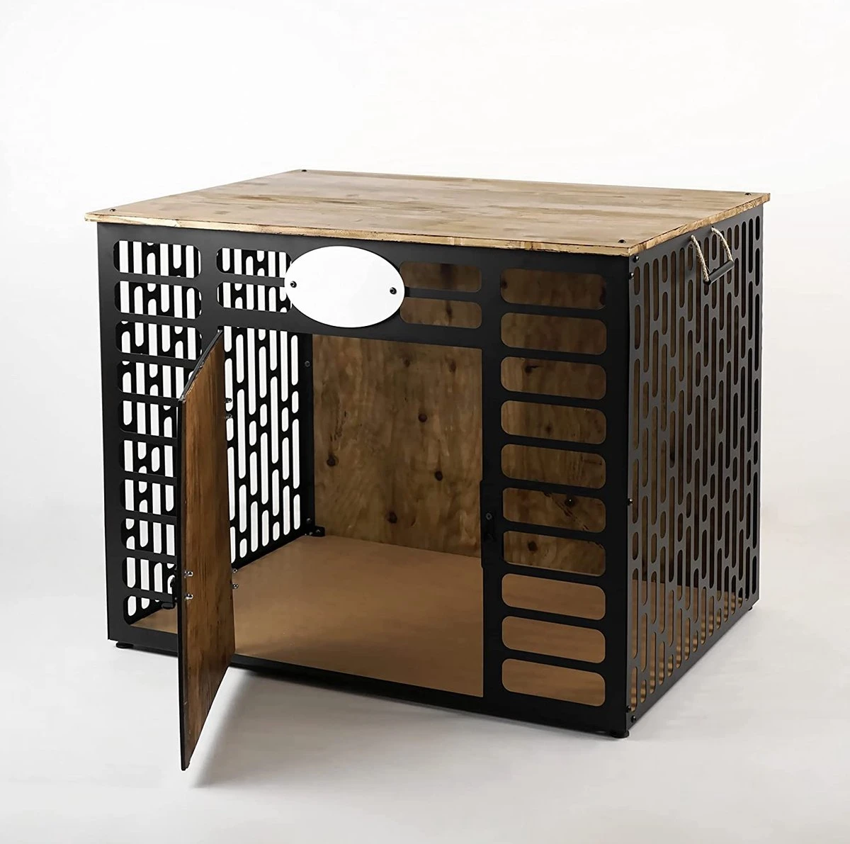 Merkloos Hondenhok - Hondenbench - Metalen En Houten Hondenhok - Kennel - Bruin - Medium - 90*72*68 Cm - Image 5