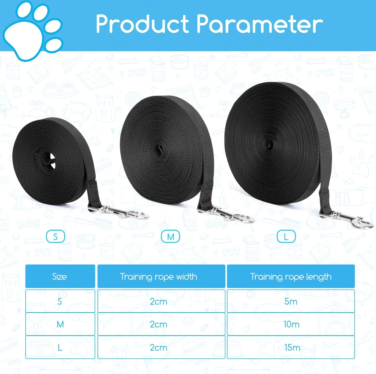 Nobleza Trainingslijn - Longeerlijn - Sleeplijn - Hondenlijn - Trainingslijn Hond - Speurlijn - 10 Meter - Zwart - Image 2