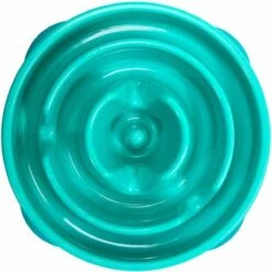 Outward Hound Slo Bowl Fun Feeder Voerbak - Anti Schrok Voerbak - Voerbak Slo-Bowl Mini Drop Teal Lichtblauw - 22X22X5 CM