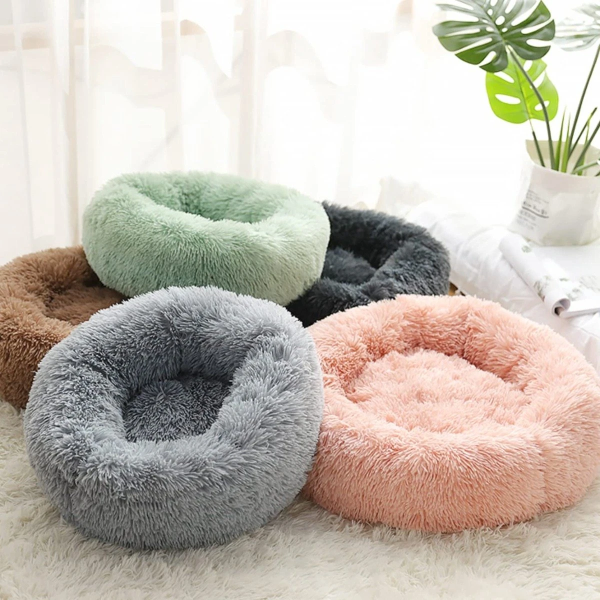 Topmast Fluffy Donut - Dierenmand - Donut Hondenmand - Camel - 40 Cm - Image 2