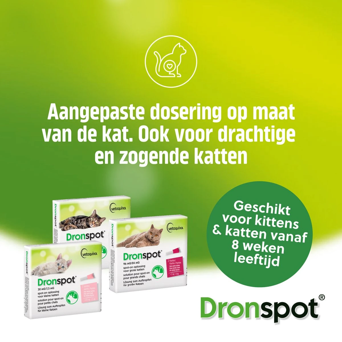 Dronspot Spot On Ontwormingsmiddel Voor Middelgrote Katten (2,5 Kg - 5 Kg) 2 Pipetten - Image 3