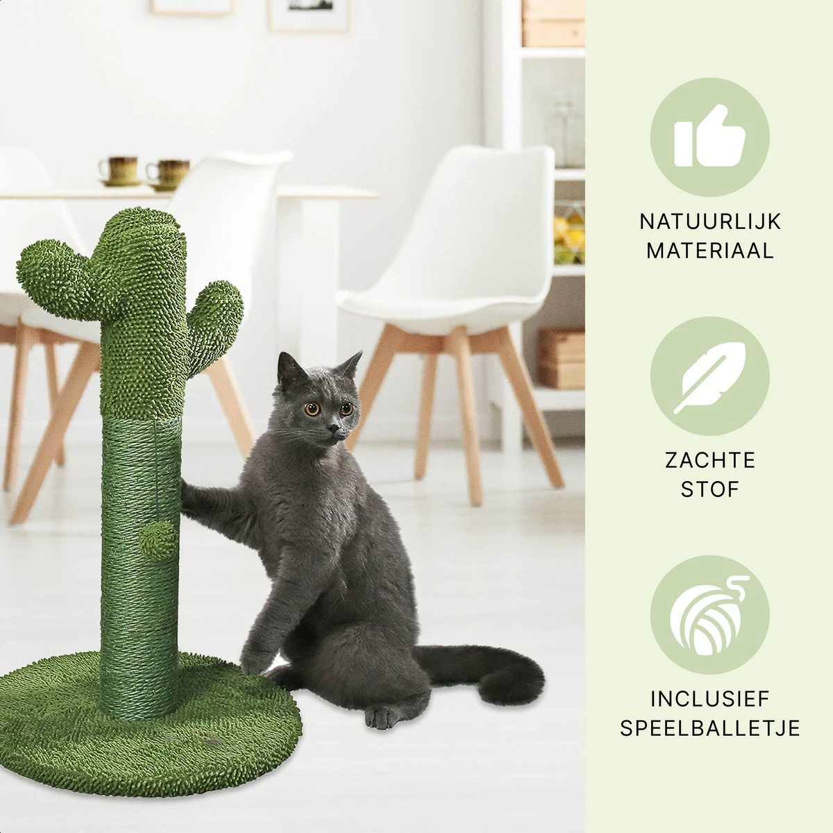 Krabpaal Voor Katten - Cactus - Met Kattenspeeltje - H 65 Cm - Image 2