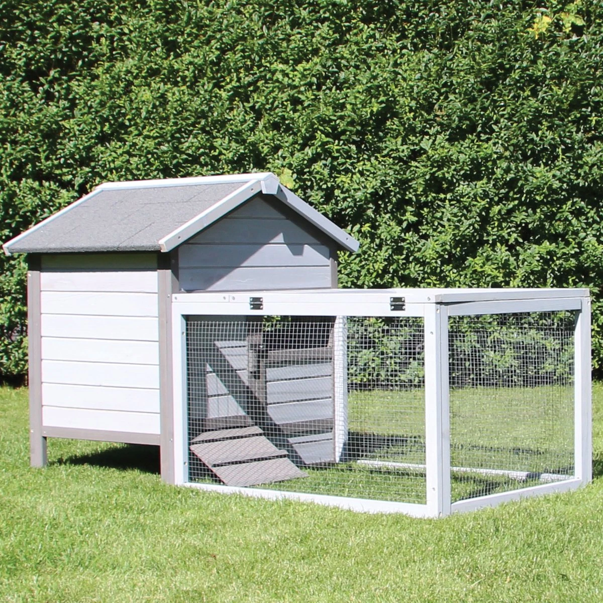 Konijnenhok Voor Buiten - Hok Voor Konijn - Cavia Kooi - Caviakooi - Hamsterkooi -Knaagdieren Kooi - Dierenverblijf - Grijs - 145x77x93 - Image 2