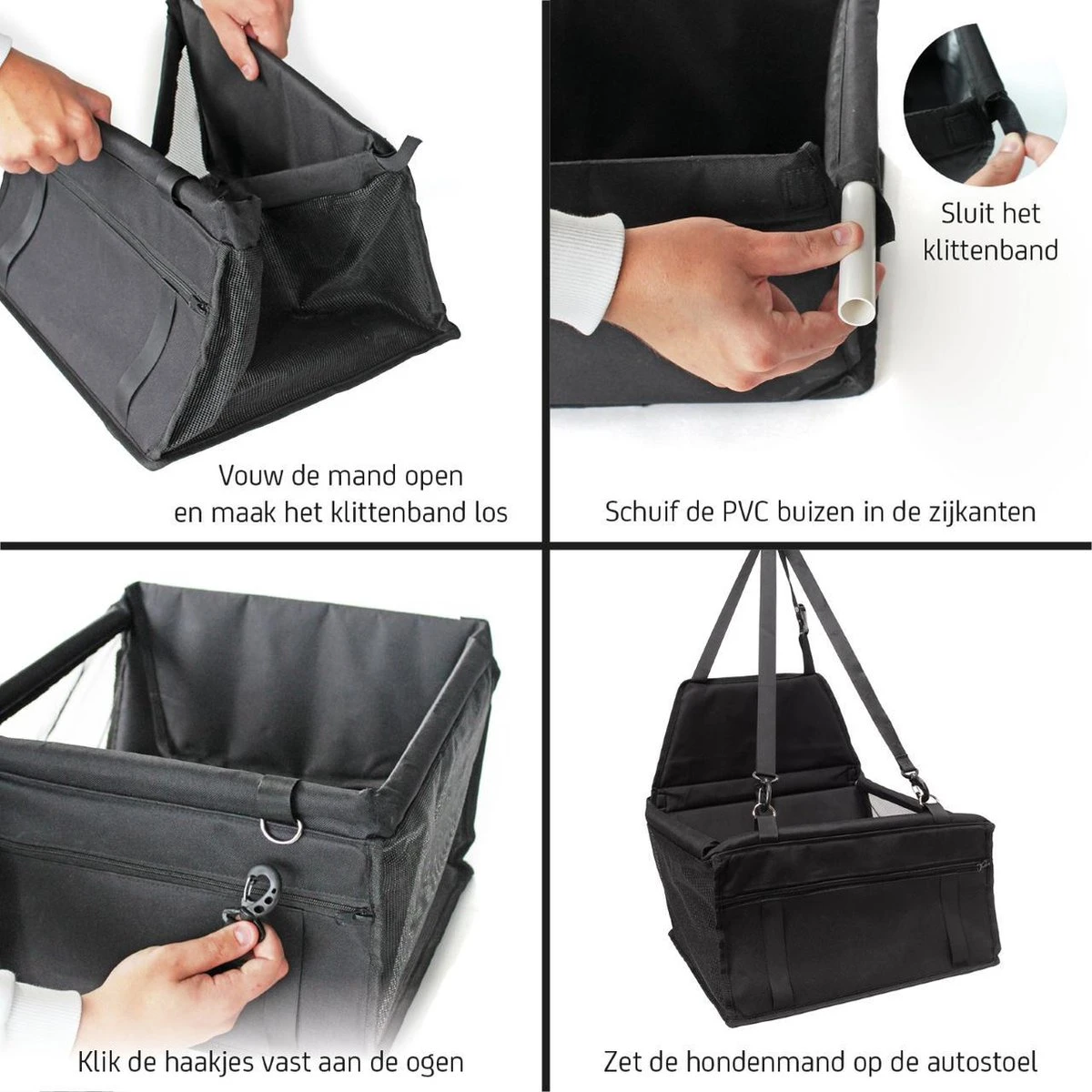 Opvouwbare Autostoel Hond - Hondenmand Auto - Hondenstoel Auto - Automand Hond - Inclusief Veiligheidsgordel En Opbergvak - Luxe Design - Zwart - Image 5