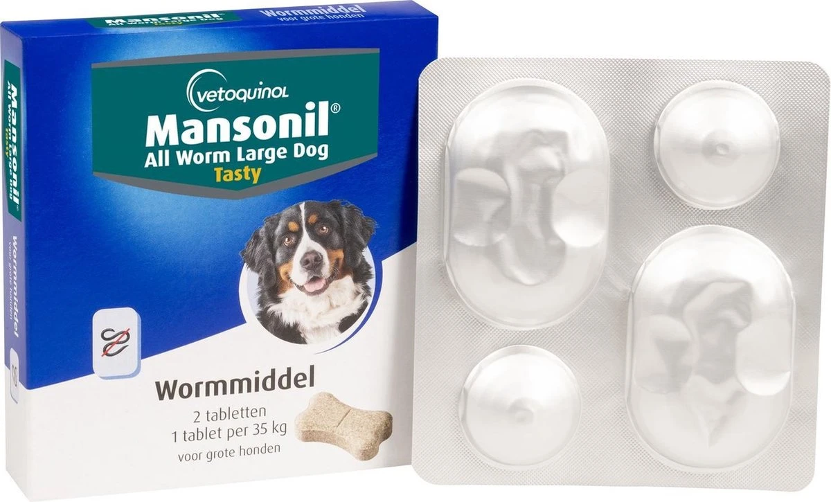 Mansonil All Worm Tasty Ontworming Tabletten Hond 2 Tabletten - Image 2