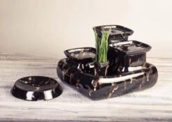 Miaustore Grote Keramische Drinkfontein - Drinkfonteinen - Galaxy - Zwart - Bruin - Goud - Waterbak - Keramisch - 3.4L - Katten En Honden - Geen Filter Nodig