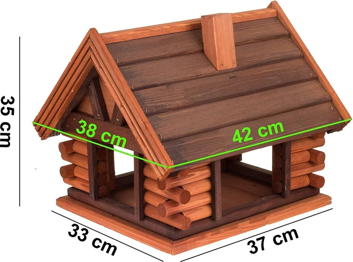 GARDEN SPIRIT Vogelvoederhuisje Groot 36 X 40 X 36 Cm Vogelhuisje Blokhut - Image 3