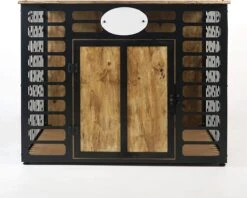 Merkloos Hondenhok - Hondenbench - Metalen En Houten Hondenhok - Kennel - Bruin - Medium - 90*72*68 Cm