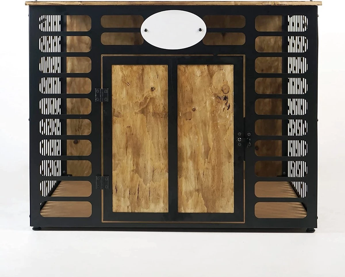 Merkloos Hondenhok - Hondenbench - Metalen En Houten Hondenhok - Kennel - Bruin - 62x50x47 CM