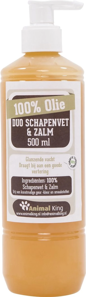 Duo Schapenvet/zalmolie Voor Honden-hond -2 X 500ml-Animal King