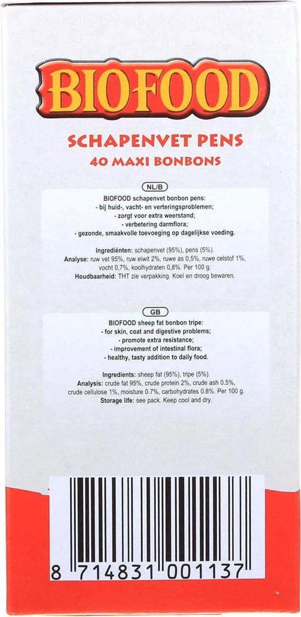 Biofood BF Petfood Schapenvet Bonbons Pens 40 Stuks - Image 3