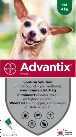Bayer Advantix Vlooien & Teken Pipetten - Hond Tot 4Kg - 6 Stuks
