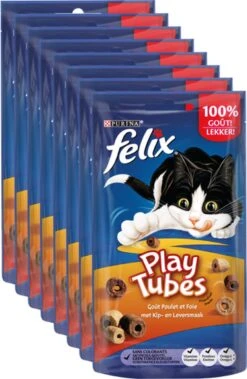 Felix PlayTubes - Kattensnacks - Kip & Lever - 8 X 50g