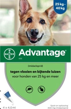 Bayer Anti Vlooienmiddel Advantage 400 25 - 40 Kg - 4 Pipetten