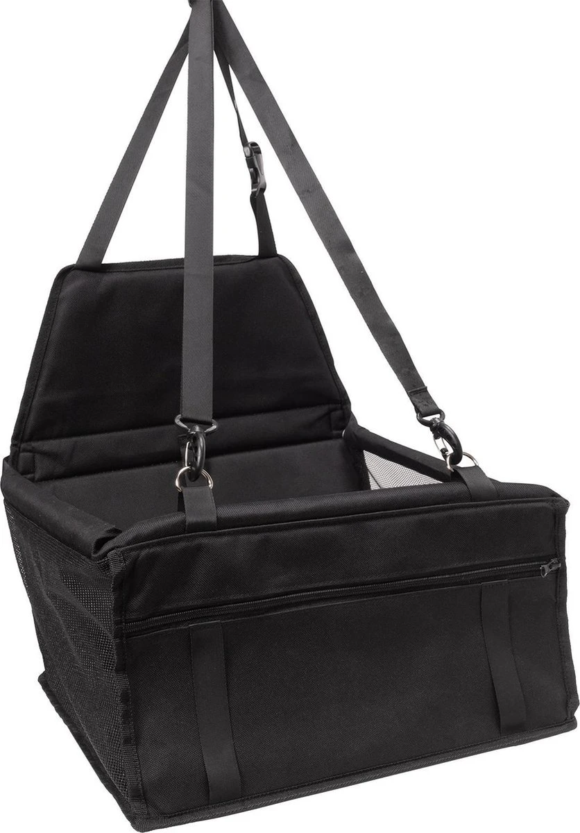 Opvouwbare Autostoel Hond - Hondenmand Auto - Hondenstoel Auto - Automand Hond - Inclusief Veiligheidsgordel En Opbergvak - Luxe Design - Zwart