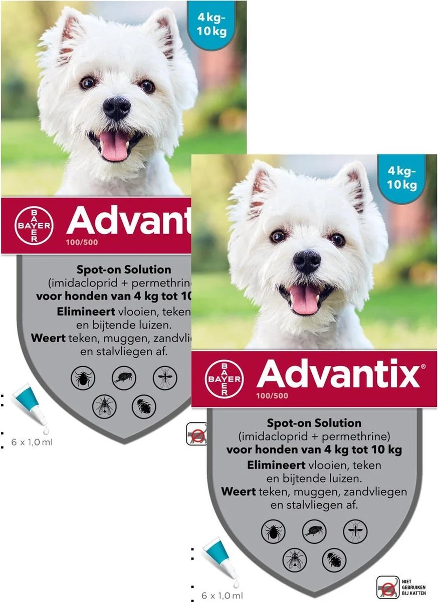 Bayer Advantix Vlooien & Teken Pipetten - Hond 4 Tot 10kg - 2 X 6 Stuks - Image 3