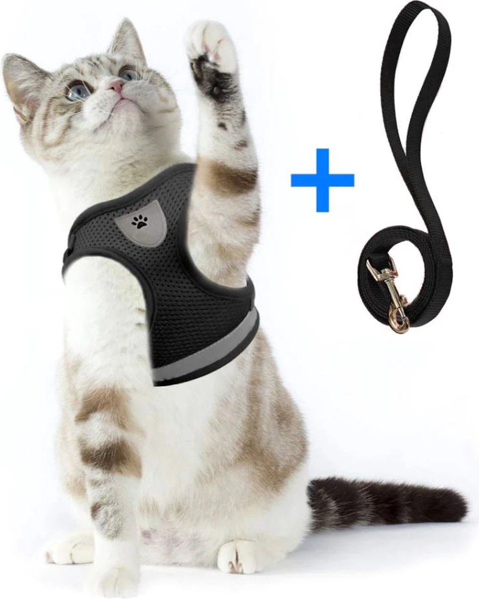 Ease Store Kattentuigje – Maat L – Met Looplijn – Kittentuigje – Dierentuigje – Hondentuigje – Reflecterend – Zwart - Image 3