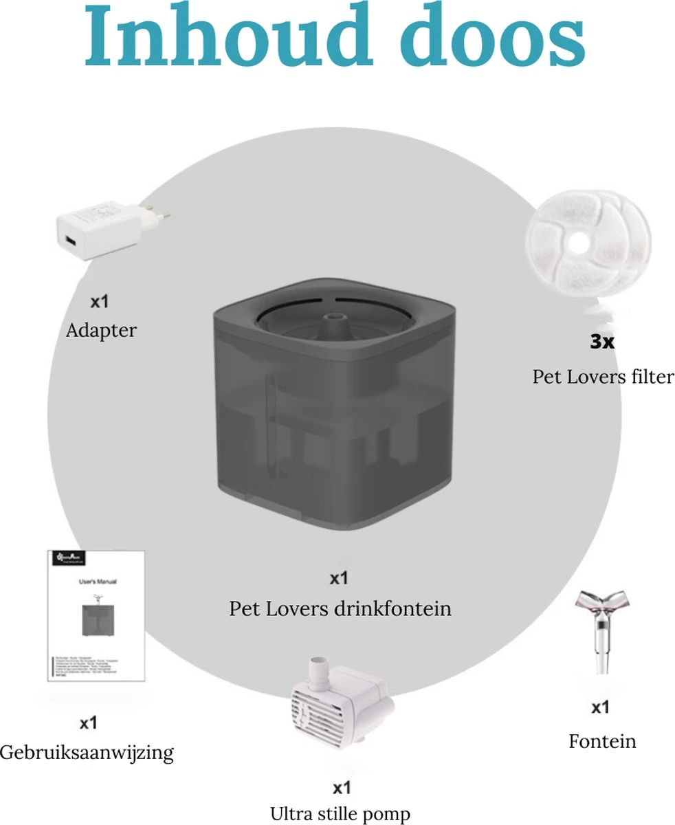 Petlovers - Drinkfontein Kat - Waterfontein Kat - Drinkfontein - Kattenfontein - Fluisterstil - Inclusief 3 GRATIS Filters - Image 6