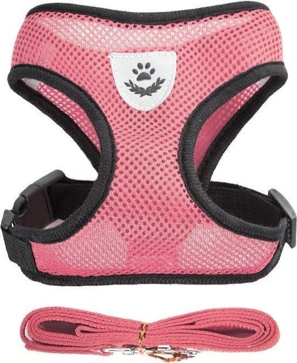 Merkloos Kattentuigje - Kattenharnas - Kattentuig Met Looplijn - Hondentuigje - Hondenharnas - Roze - Maat S - Image 3