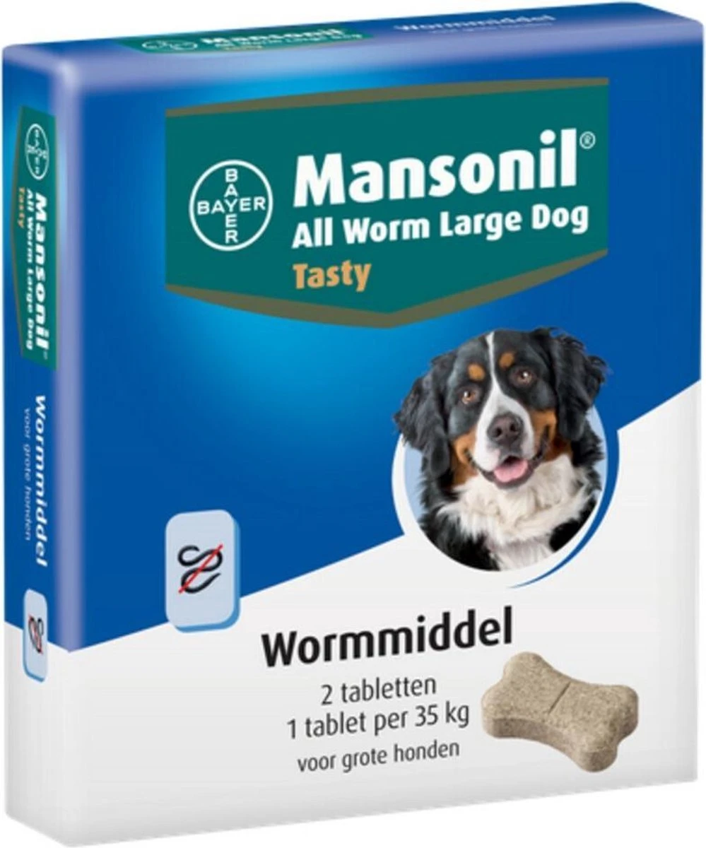 Mansonil All Worm Tasty Ontworming Tabletten Hond 2 Tabletten